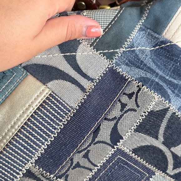 Vintage Y2K Coach Carly Blue Denim Patchwork Shoulder Bag 12215 - Picture 9 of 14